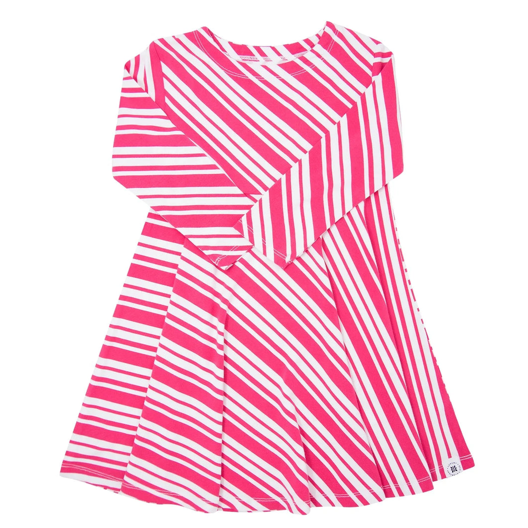 Swirly Girl Dress - Candy Cane Strip