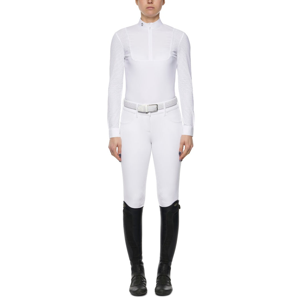 Cavalleria Toscana Perforated Long Sleeve Zip Show Shirt