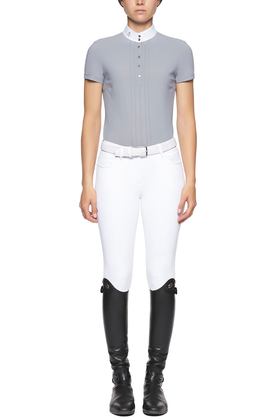 Cavalleria Toscana Pleated Short Sleeve Competition Polo Shirt