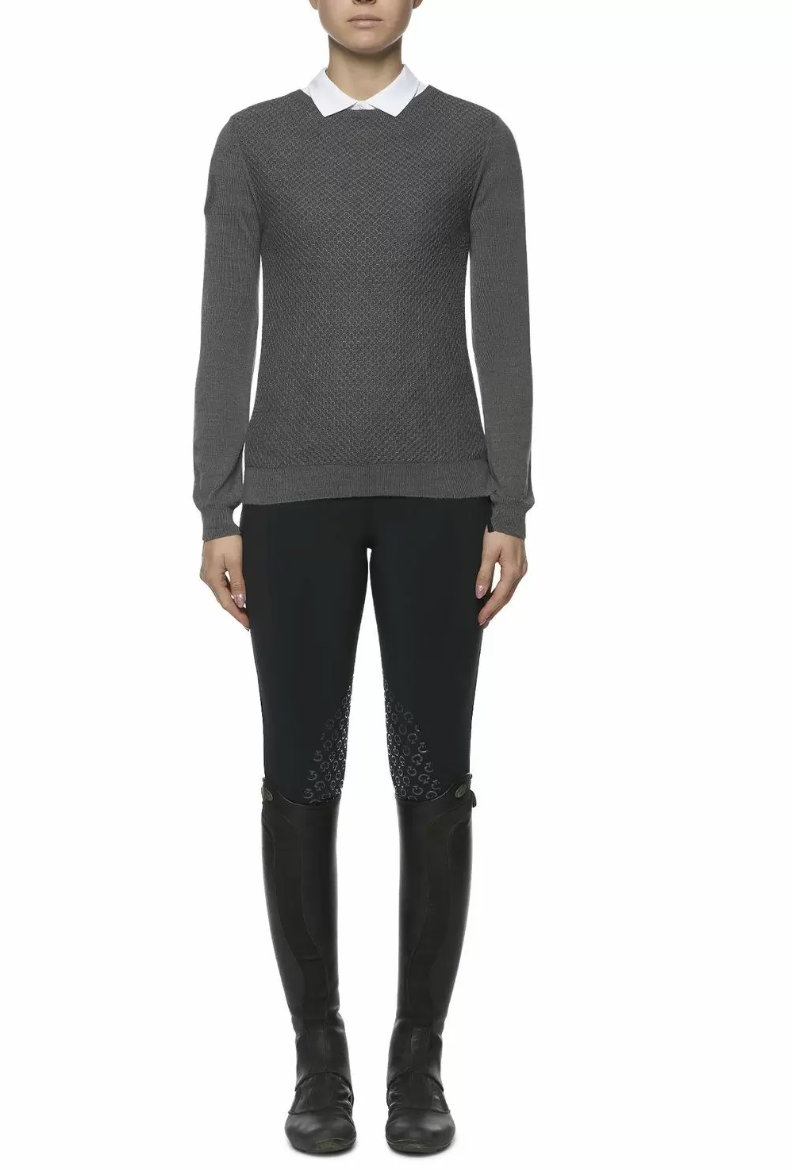 Cavalleria Toscana Wool Knit Honeycomb Crew Neck Sweater