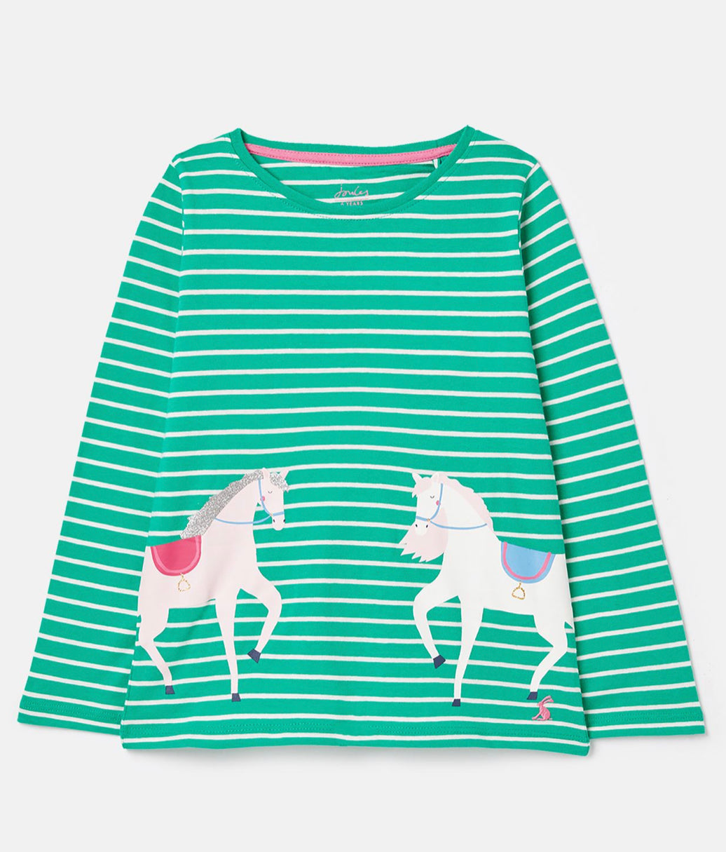Bessie Long Sleeve (green horses)