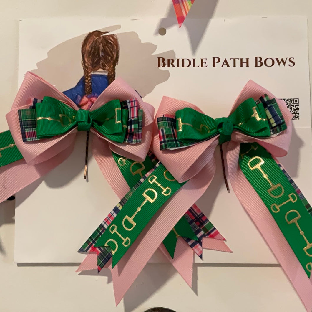 Bridle Path Bows Pink/Plaid/Green Bit